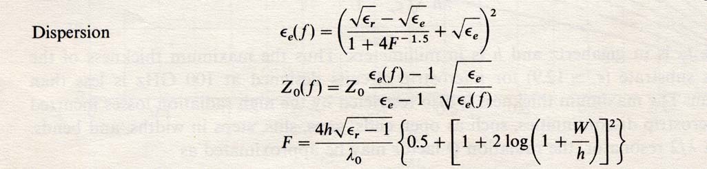 formula for microstrip structure